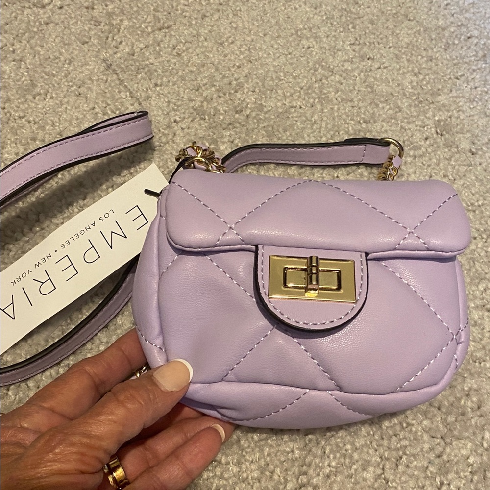 Emperia Lavender Quilted Crossbody Bag NWT